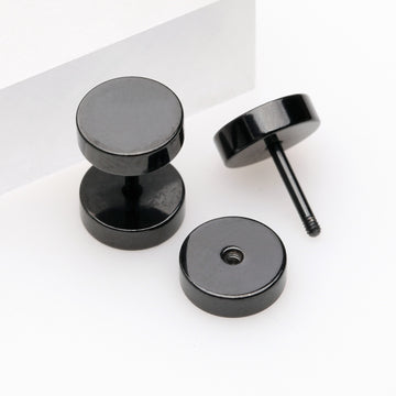 Detail View 1 of A Pair of Black Metal Steel Fake Plug with O-Rings-Black